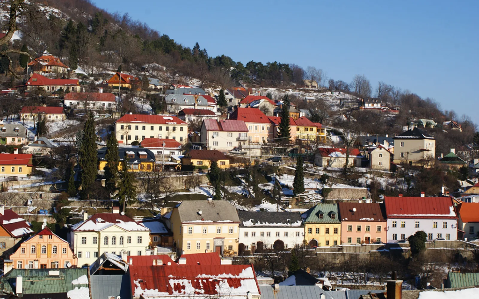 Steep historic streets in Banská Štiavnica