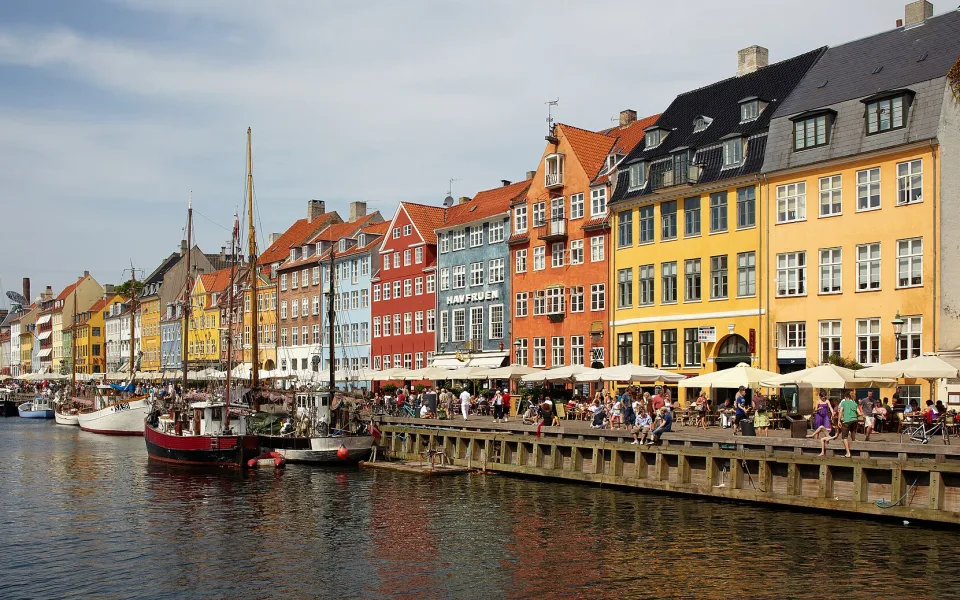 Colourful waterfront buildings at Nyhavn in Copenhagen