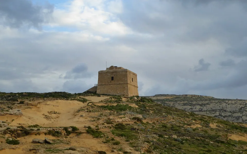 Dwejra Tower in the west Gozo landscape