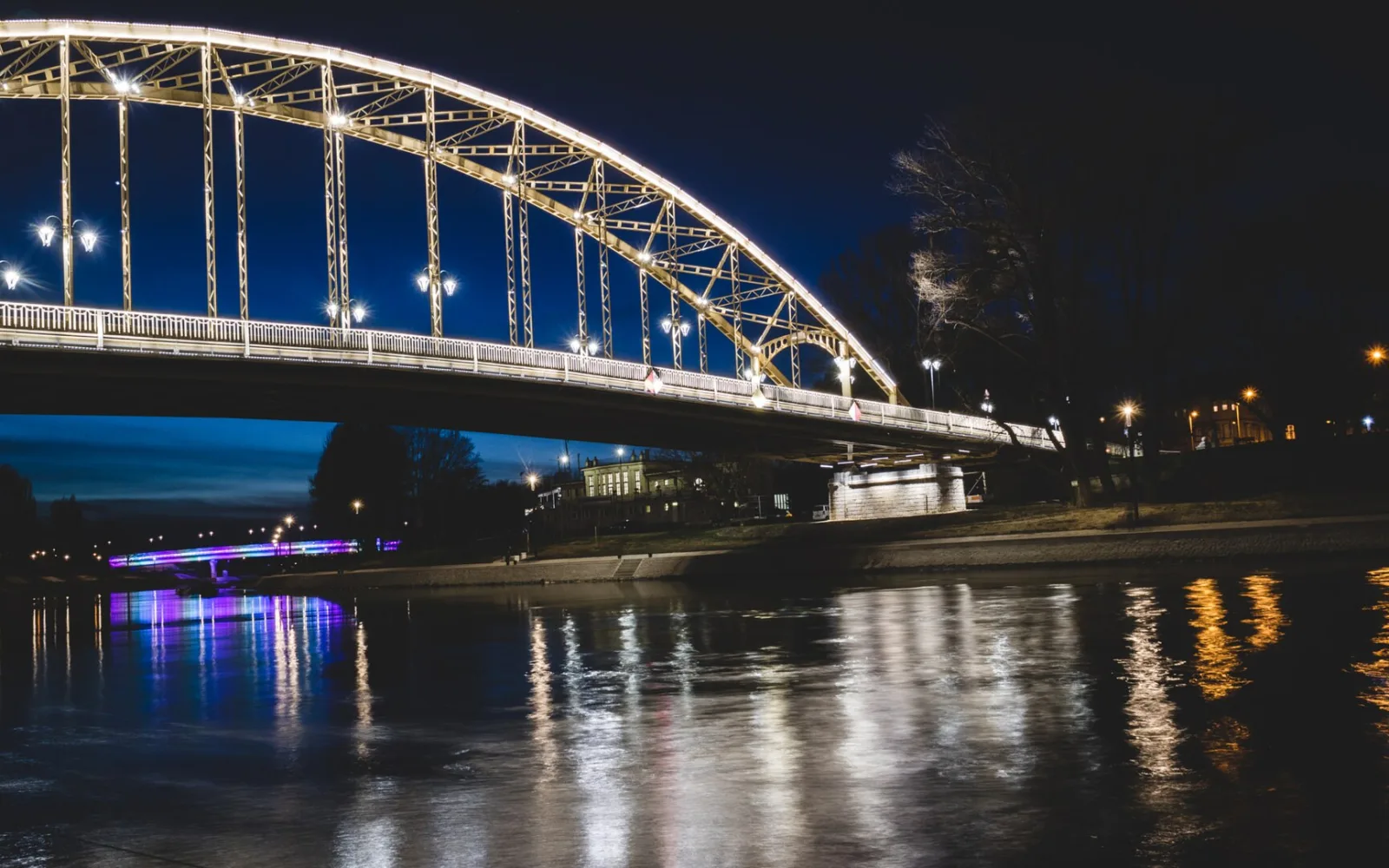 Bridge and riverfront in Gyor