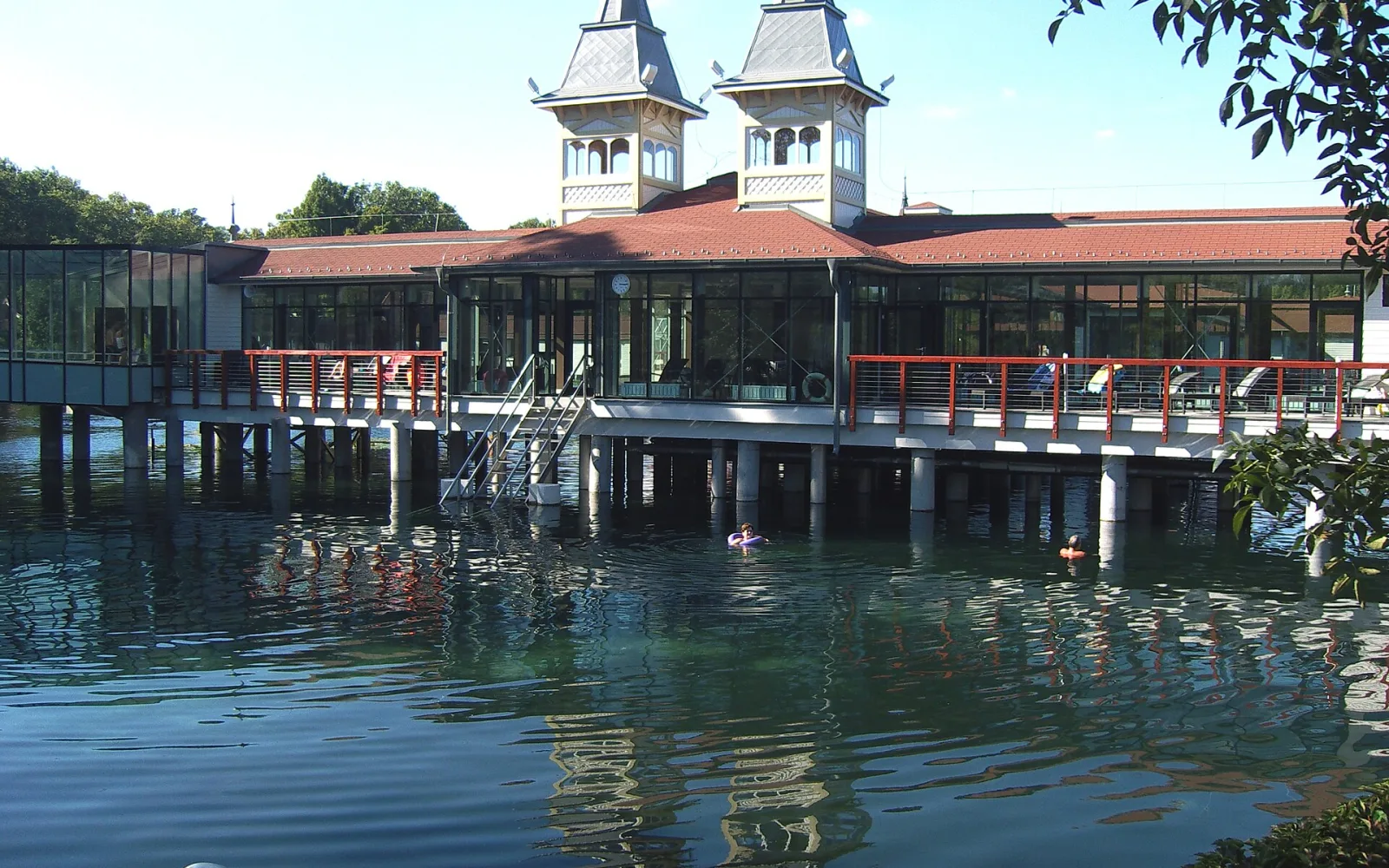 Thermal lake and bath buildings at Heviz