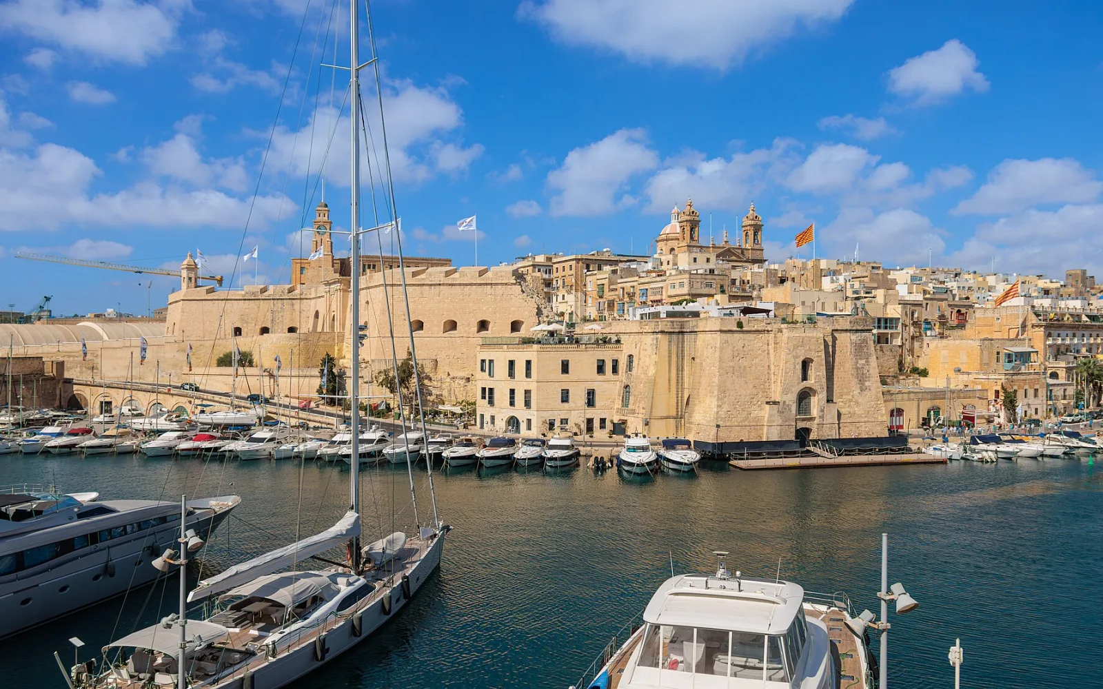 Historic and modern architecture on the Valletta waterfront