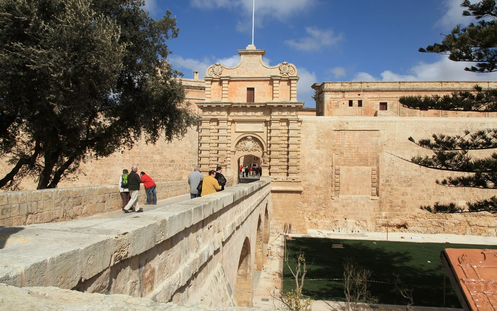 Mdina Gate and its bridge across the fortified ditch