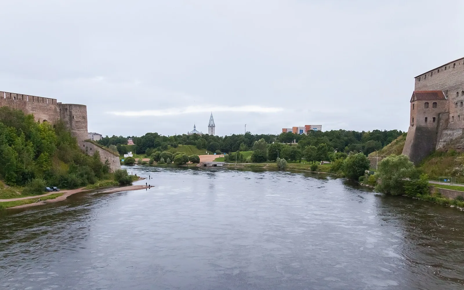Narva River with Narva and Ivangorod fortresses facing one another