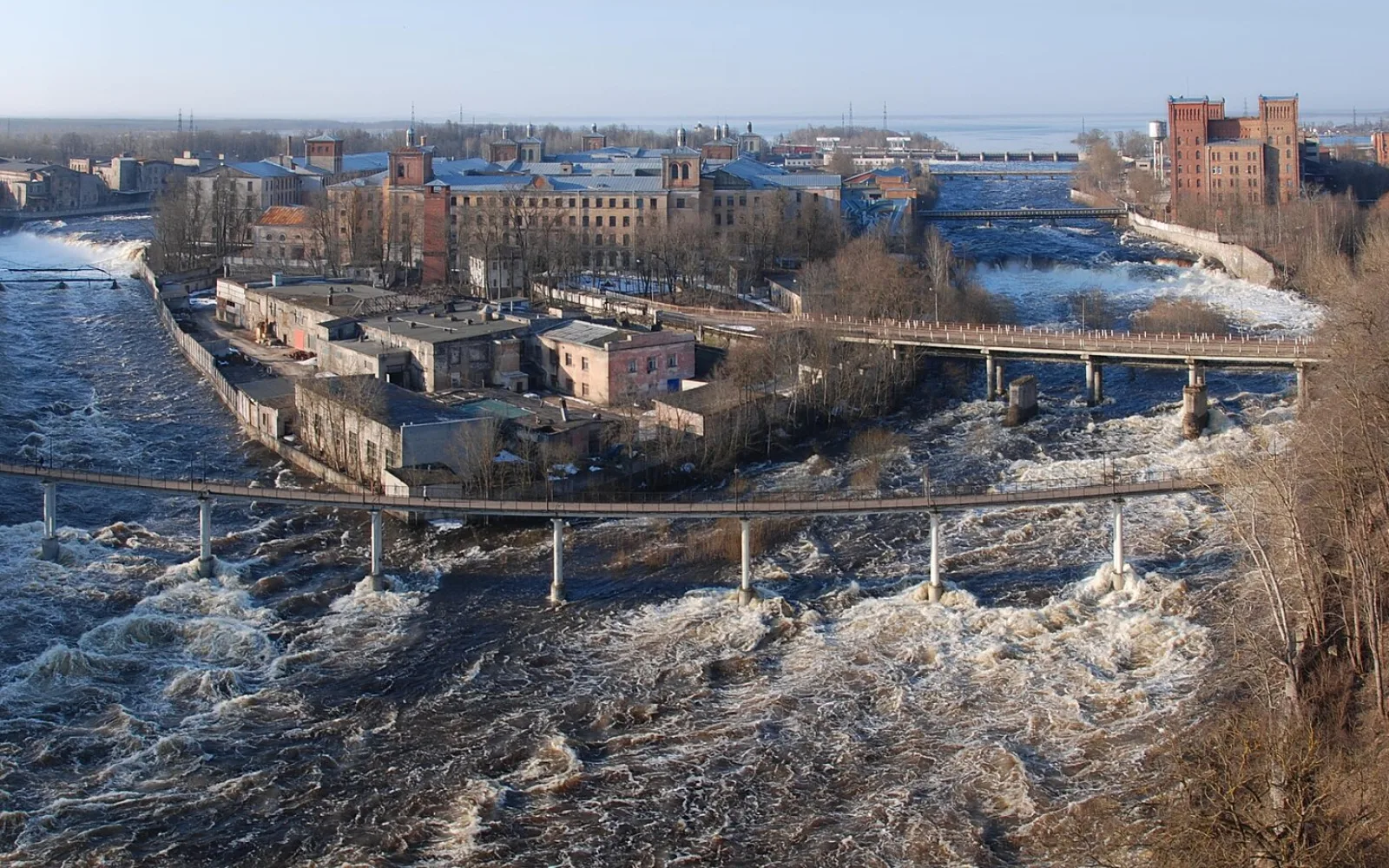 Waterfalls on the Narva River near the Kreenholm industrial area