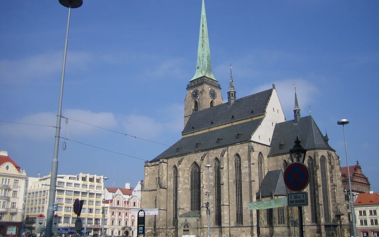 Street and historic buildings in Plzeň