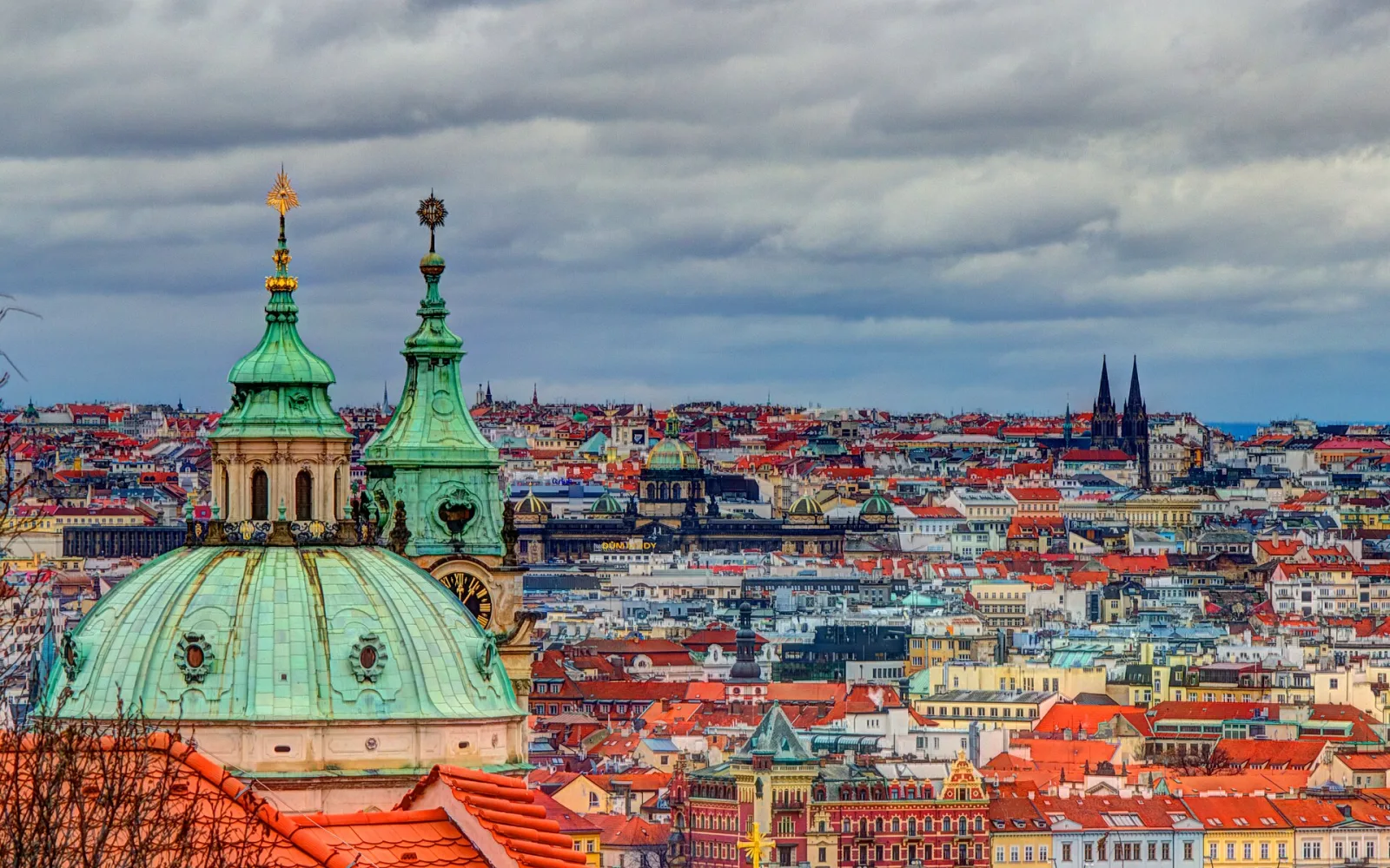 Prague skyline above the Vltava and historic centre