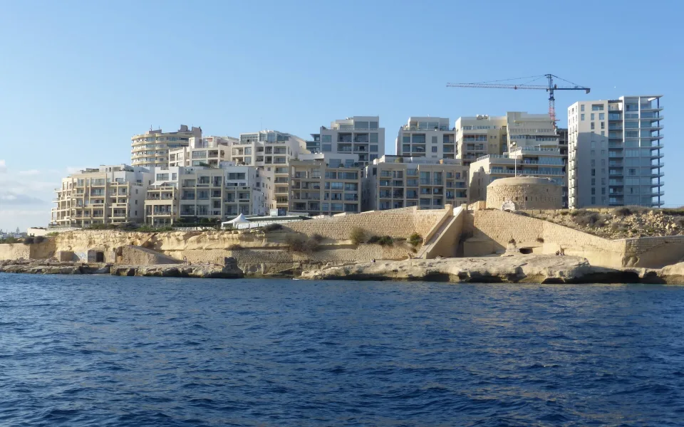 Sliema waterfront and Fort Tigné