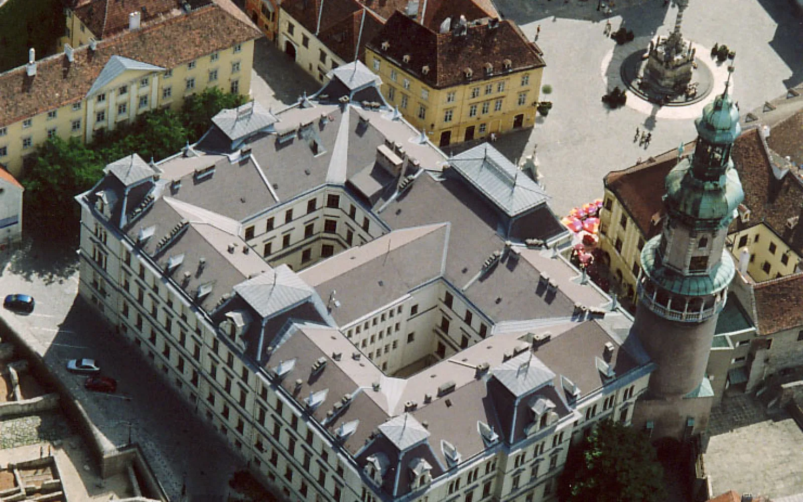 Aerial view over the historic centre of Sopron