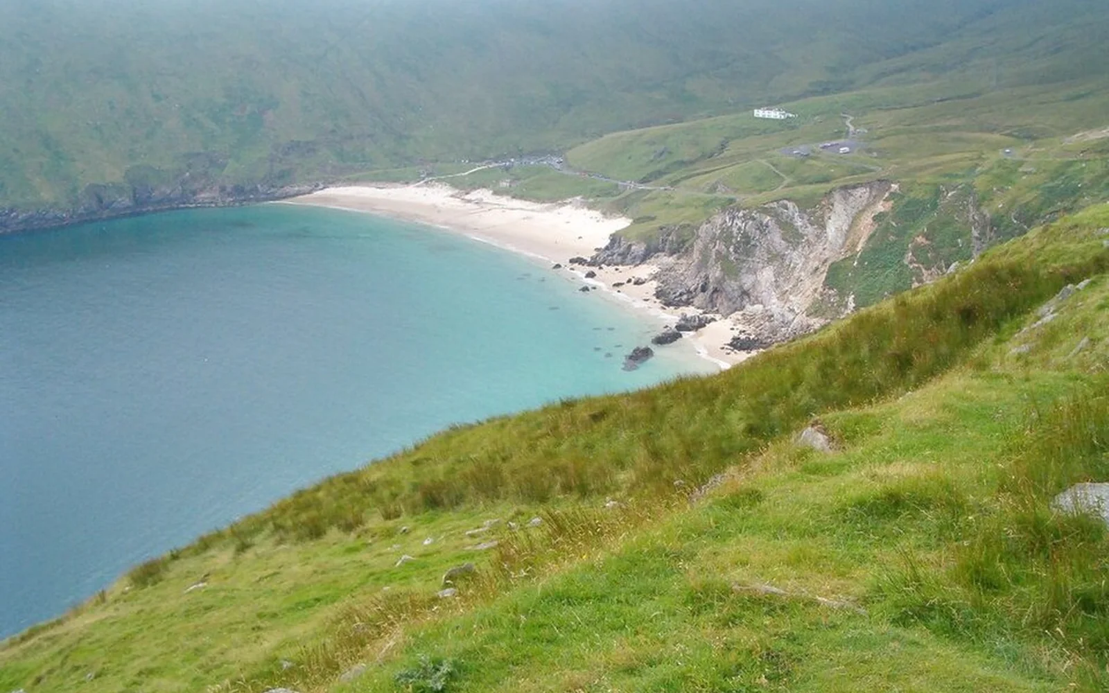 Keem Bay beneath green cliffs on Achill Island