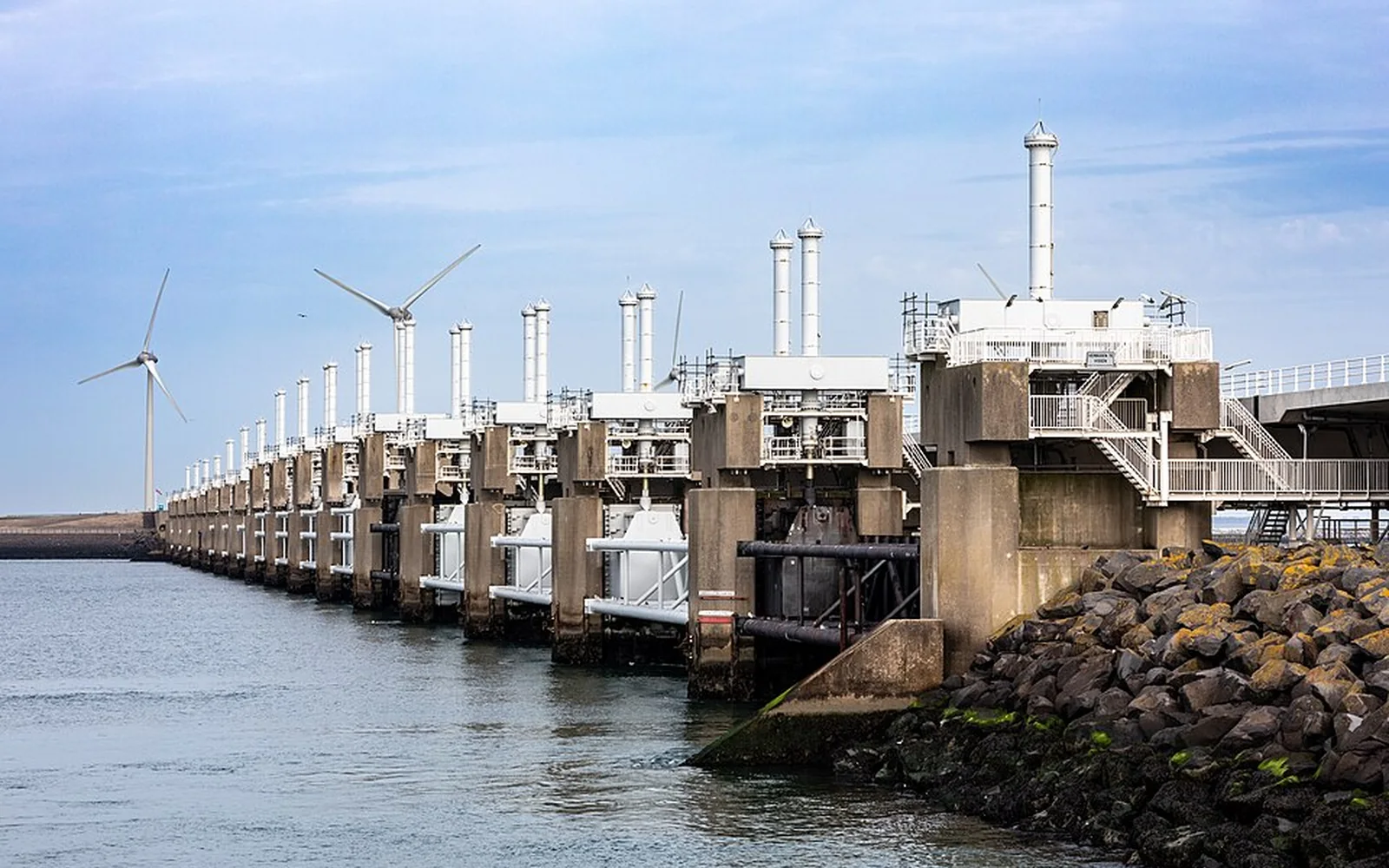 Oosterscheldekering storm surge barrier in Zeeland