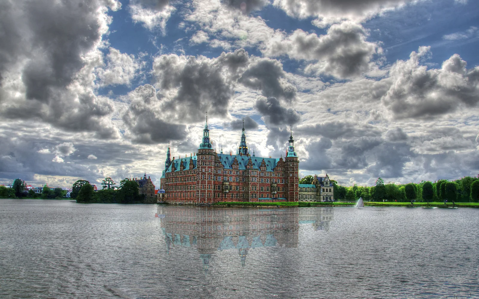 Frederiksborg Castle across the lake in Hillerød