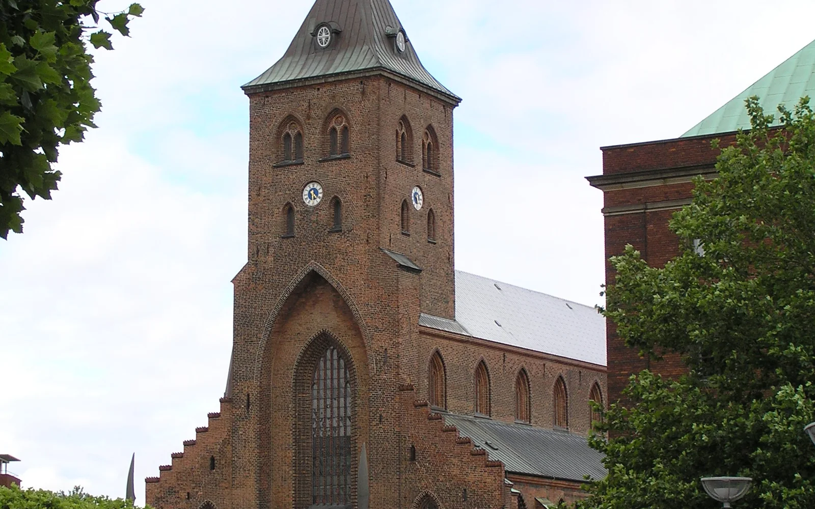 Saint Canute Cathedral rising above central Odense