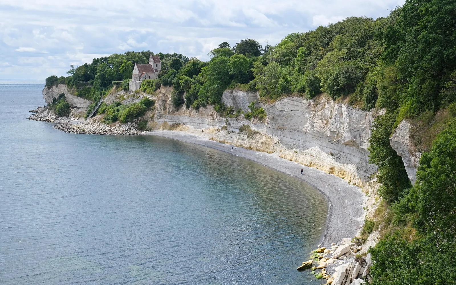 White chalk cliffs above the sea at Stevns Klint