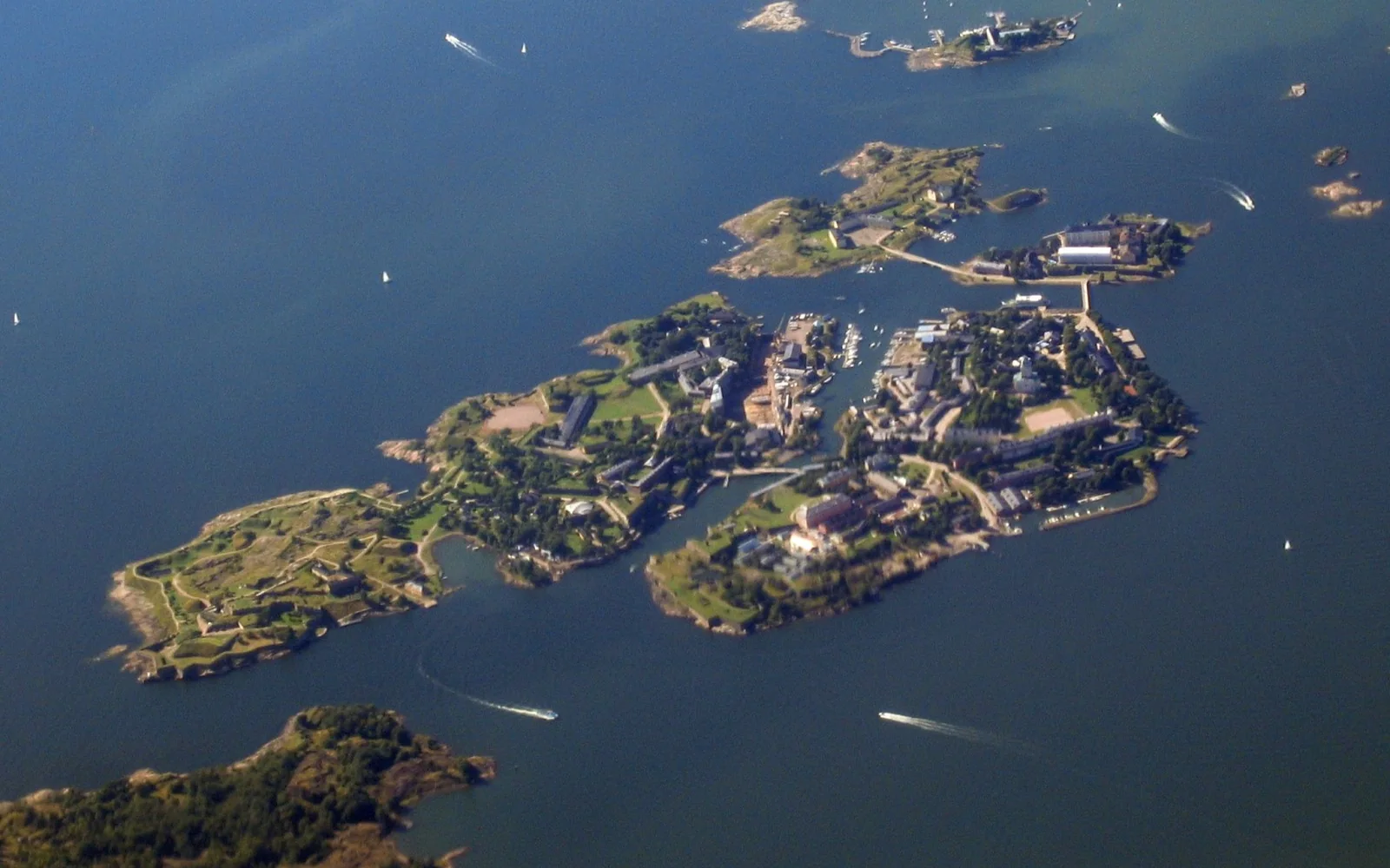 Aerial view of Suomenlinna islands and fortifications