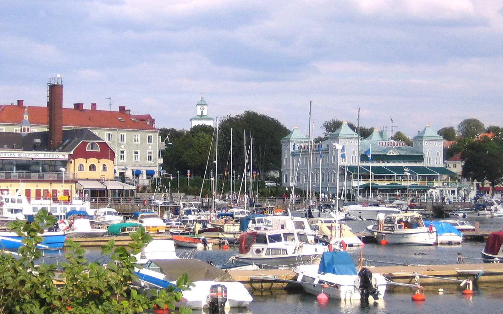Boats and waterfront buildings at Strömstad harbour