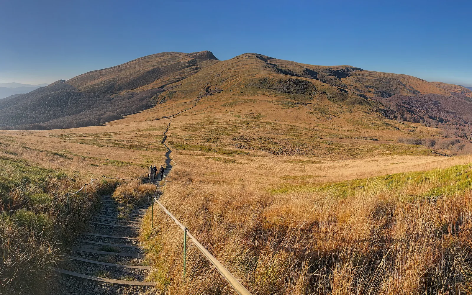 Open mountain ridges in Bieszczady National Park