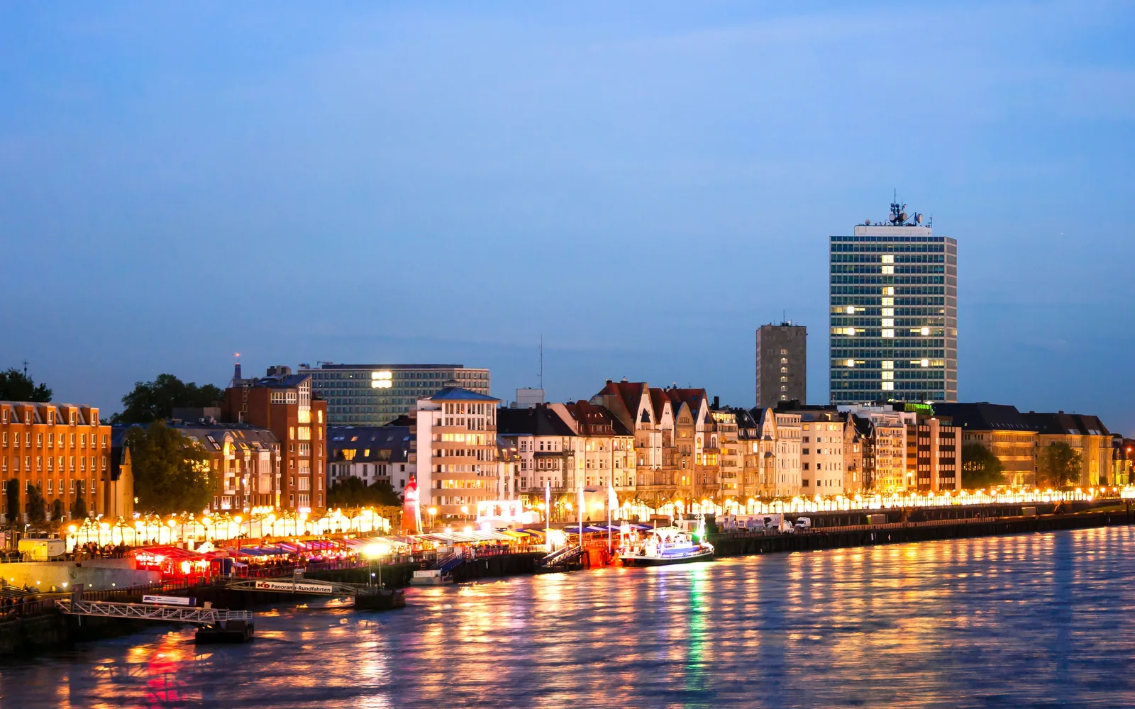 Düsseldorf old town and Rhine waterfront