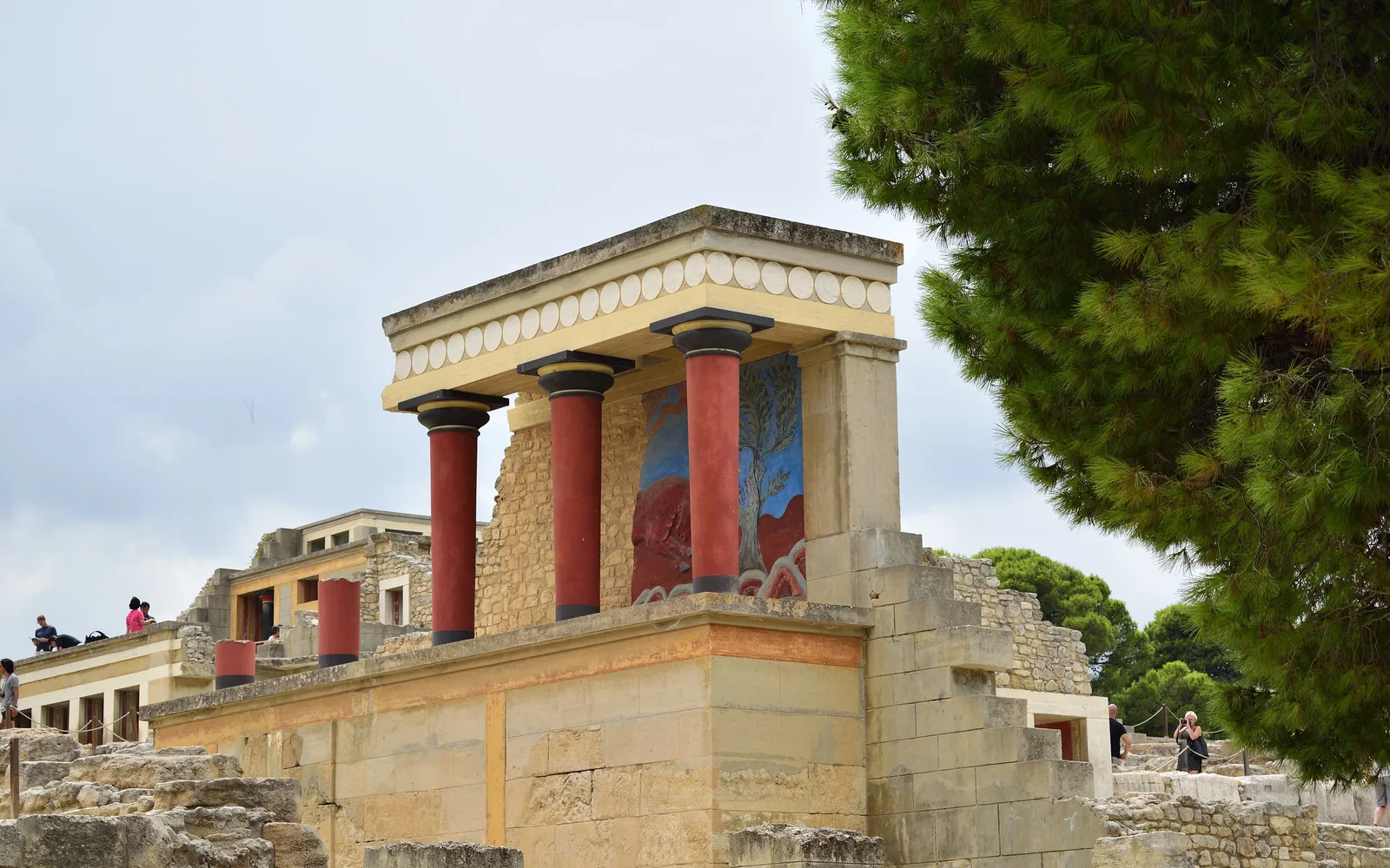 Restored architecture at the Palace of Knossos near Heraklion