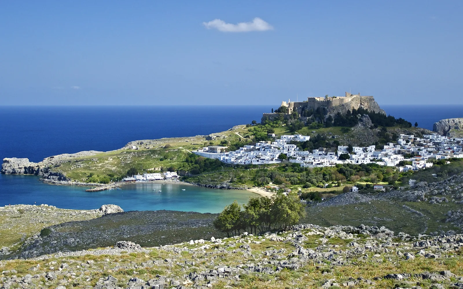 Lindos village, beaches and acropolis on Rhodes