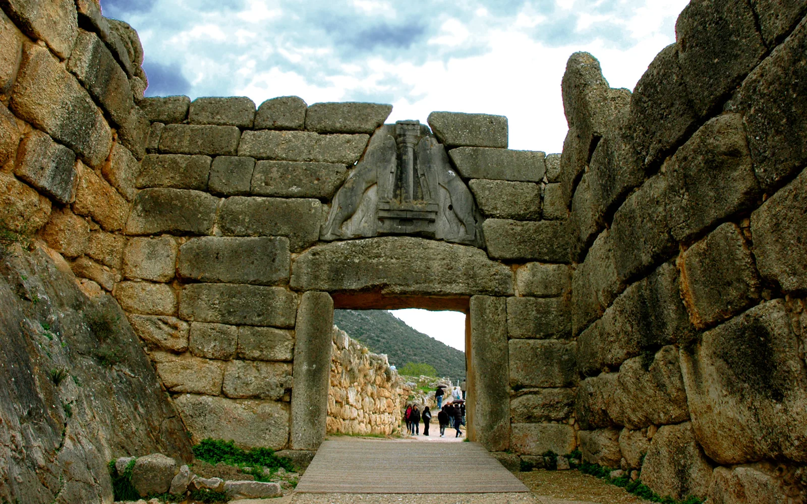 The Lion Gate at the archaeological site of Mycenae