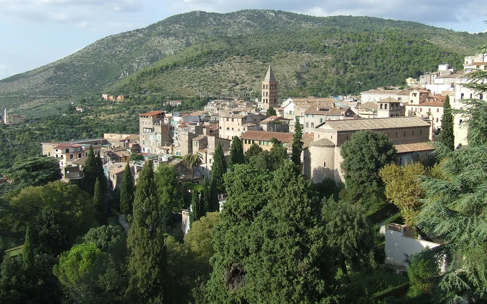 Tivoli's historic centre seen from Villa d'Este gardens