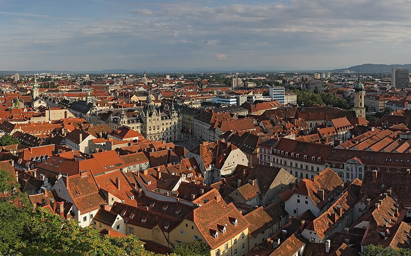 Graz old town seen from the Schlossberg