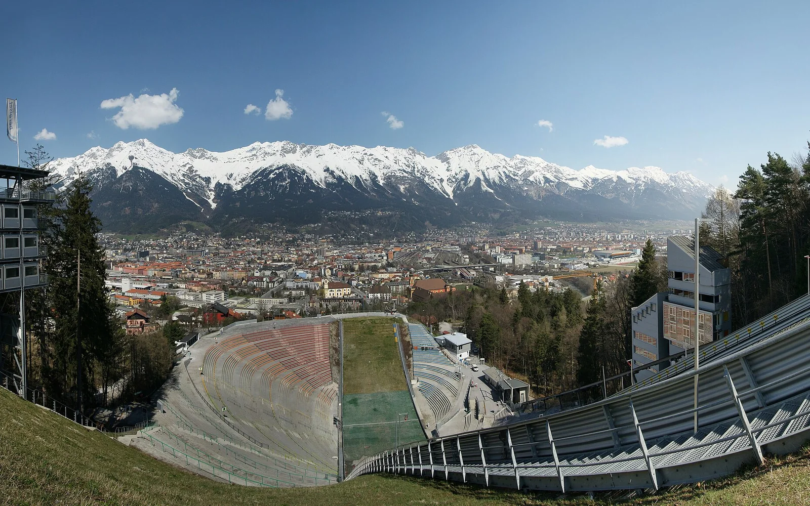 Innsbruck old town beneath the Nordkette mountains