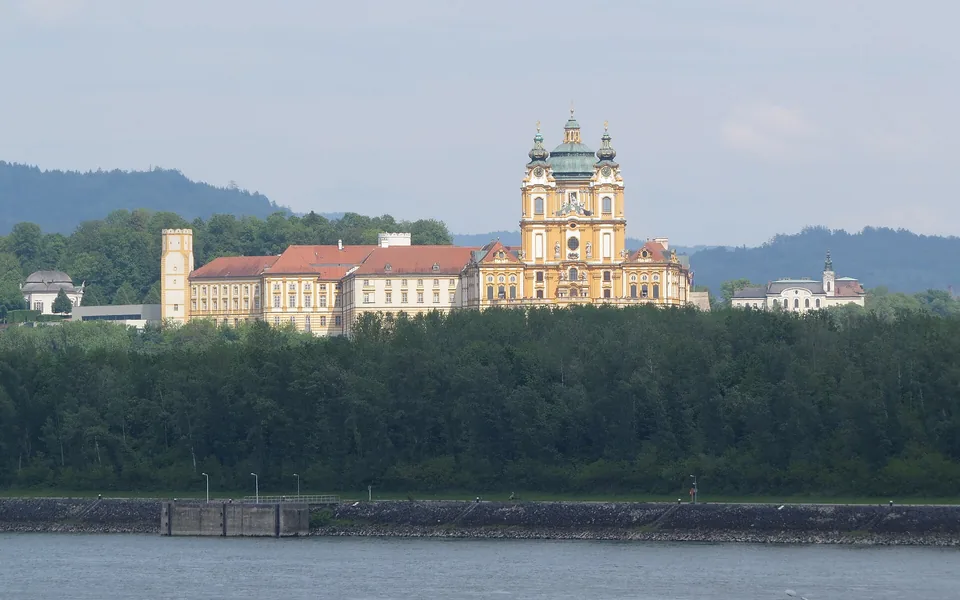 Melk Abbey above the Danube town