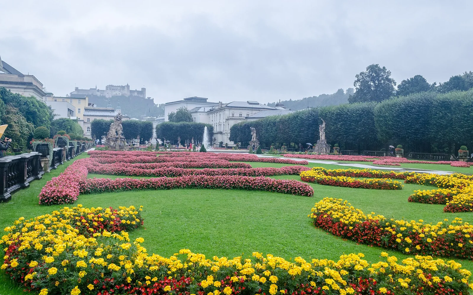 Mirabell Gardens with the fortress beyond