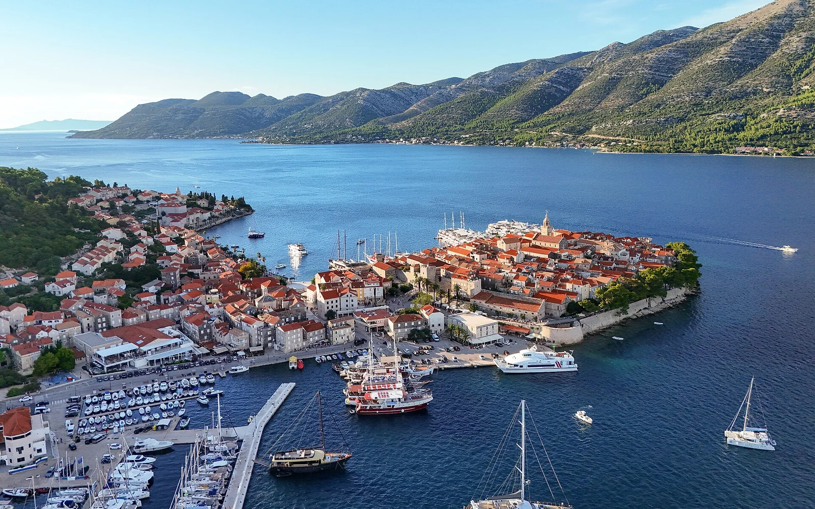 Walled Korčula Town on its Adriatic peninsula