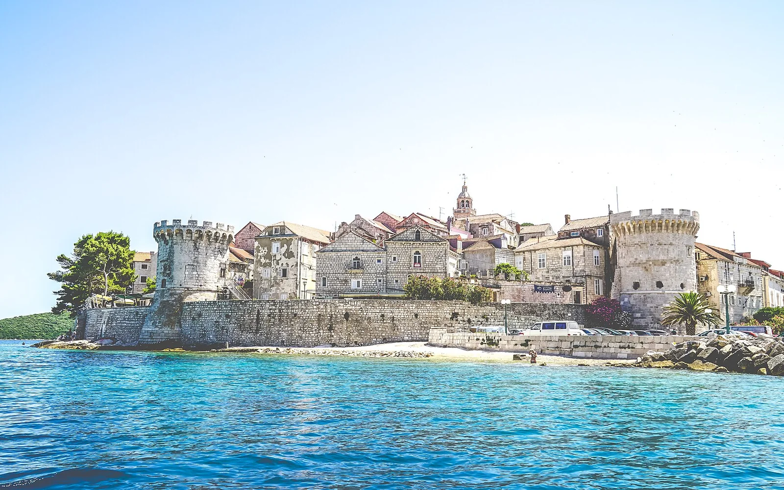 Korčula Town walls and harbour