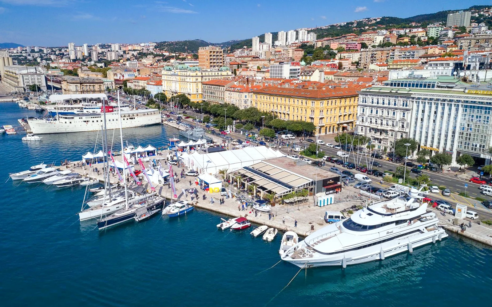 Rijeka city centre and harbour on Kvarner Bay
