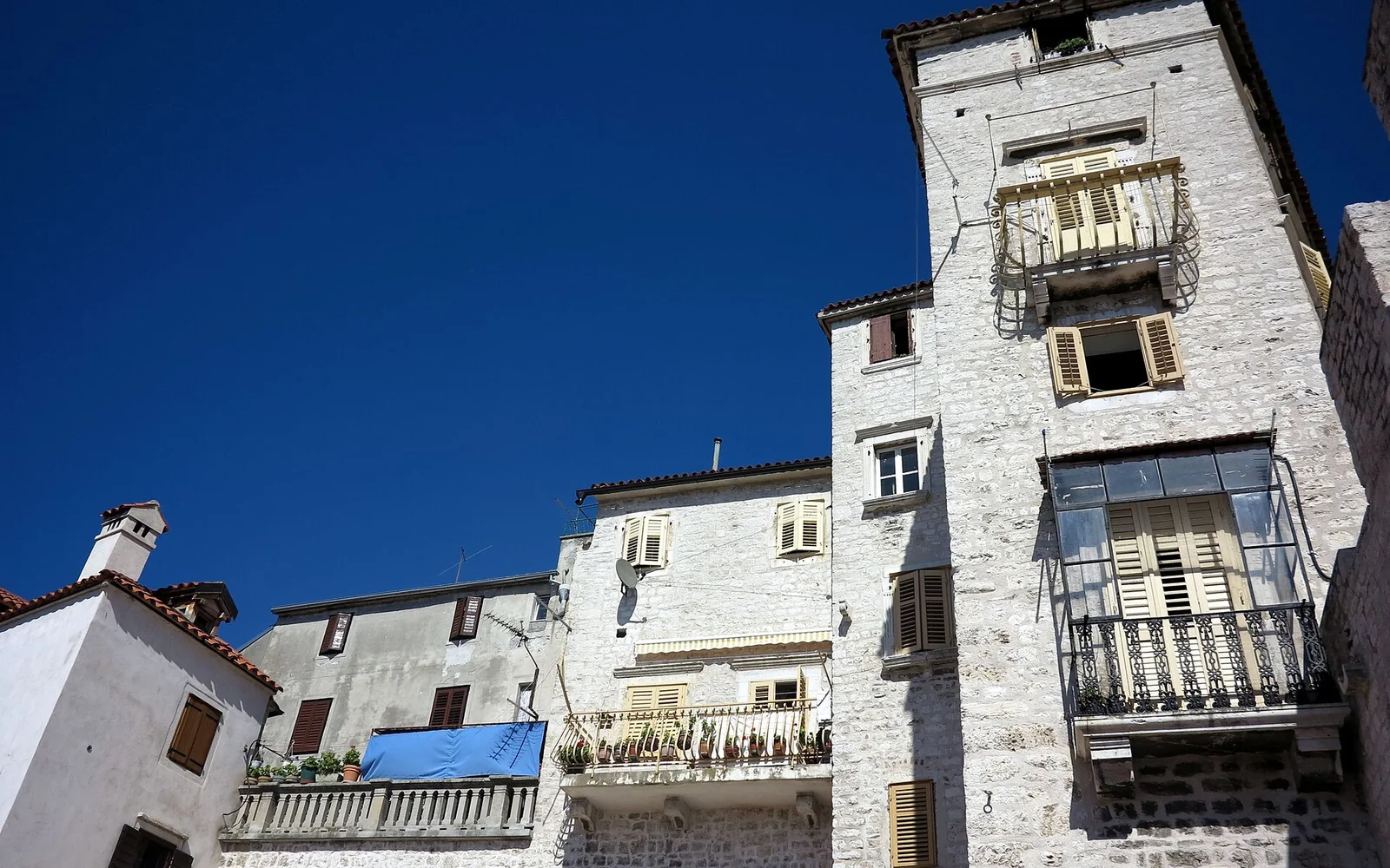 Stone streets and buildings in Šibenik Old Town