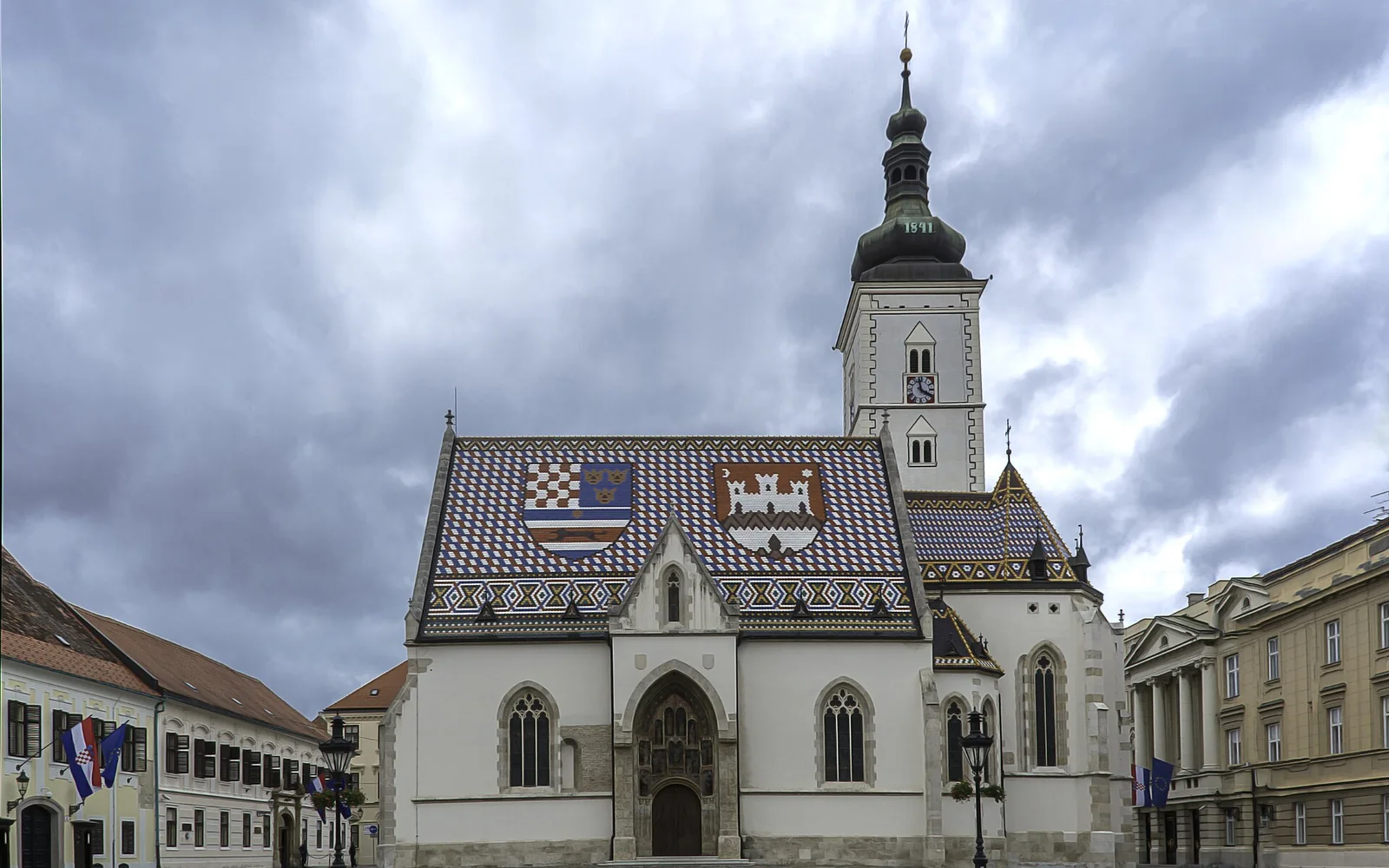 Colourful tiled roof of St Mark's Church in Zagreb