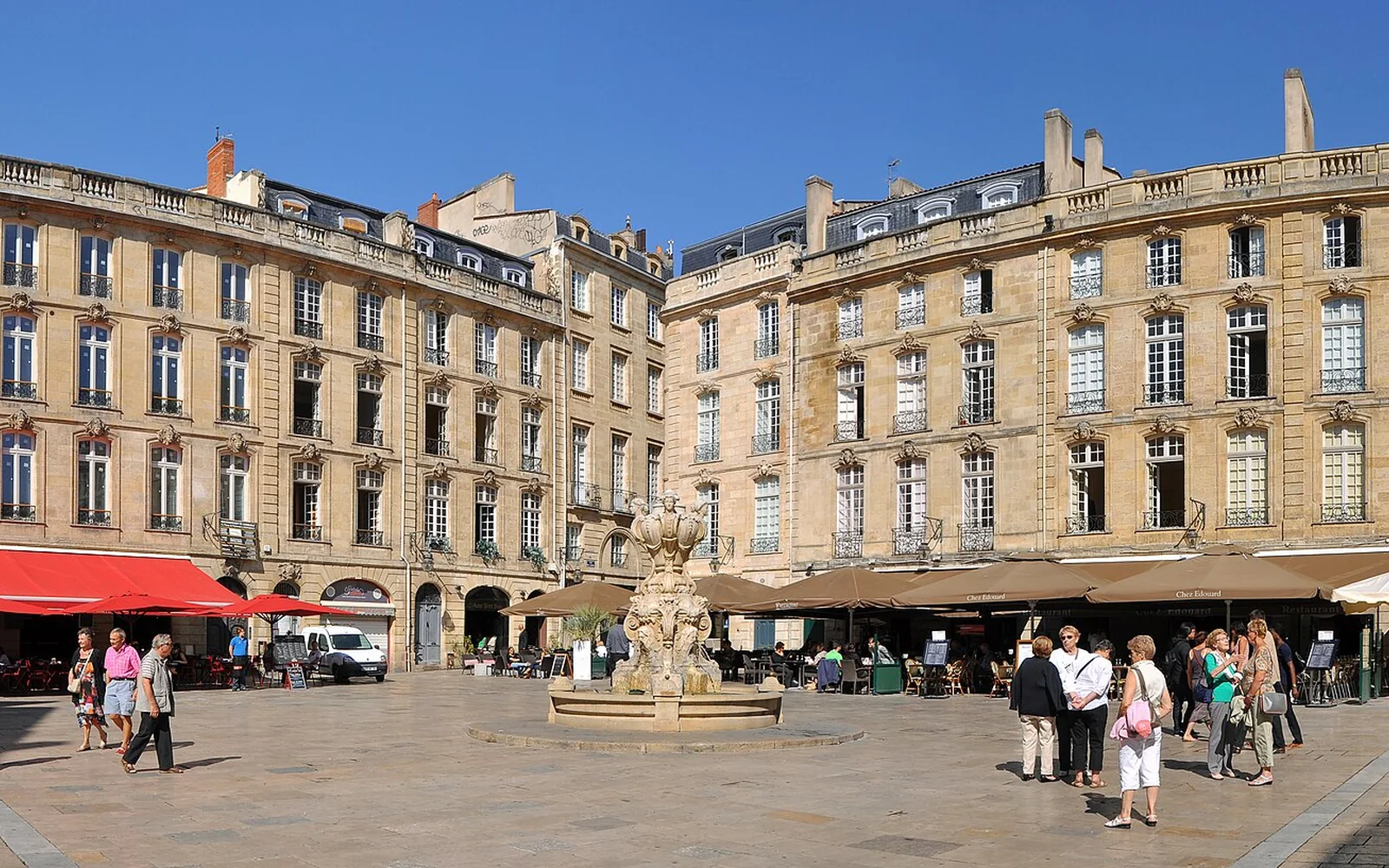Stone façades around Place du Parlement in central Bordeaux