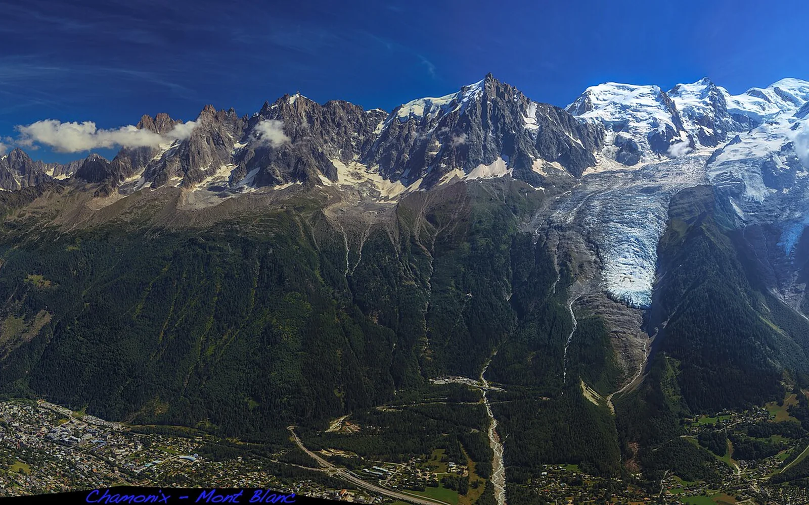Chamonix in its Alpine valley below Mont Blanc