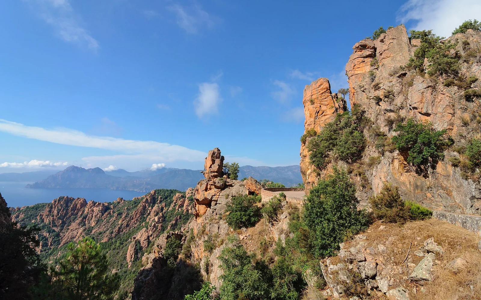 Red rock formations in the Calanques de Piana in Corsica