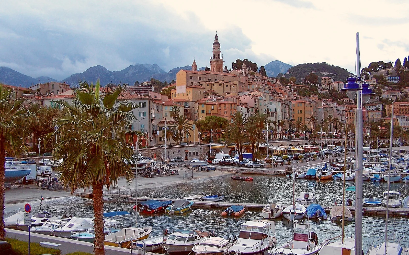 Menton's old town and harbour on the French Riviera