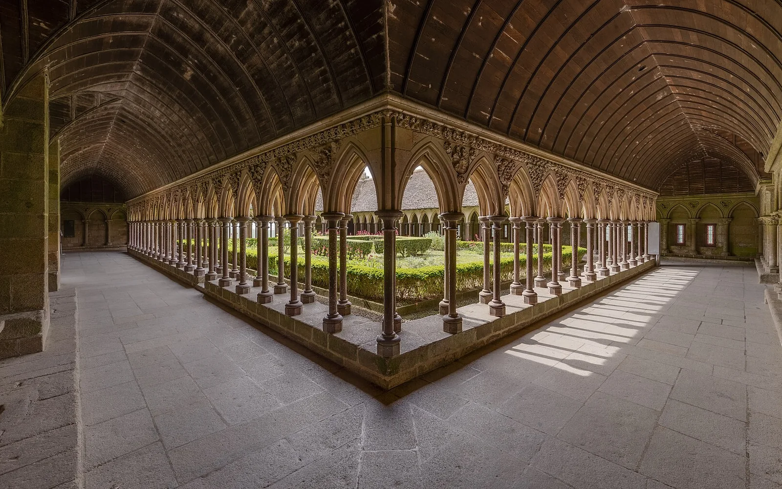 The cloister inside Mont-Saint-Michel Abbey