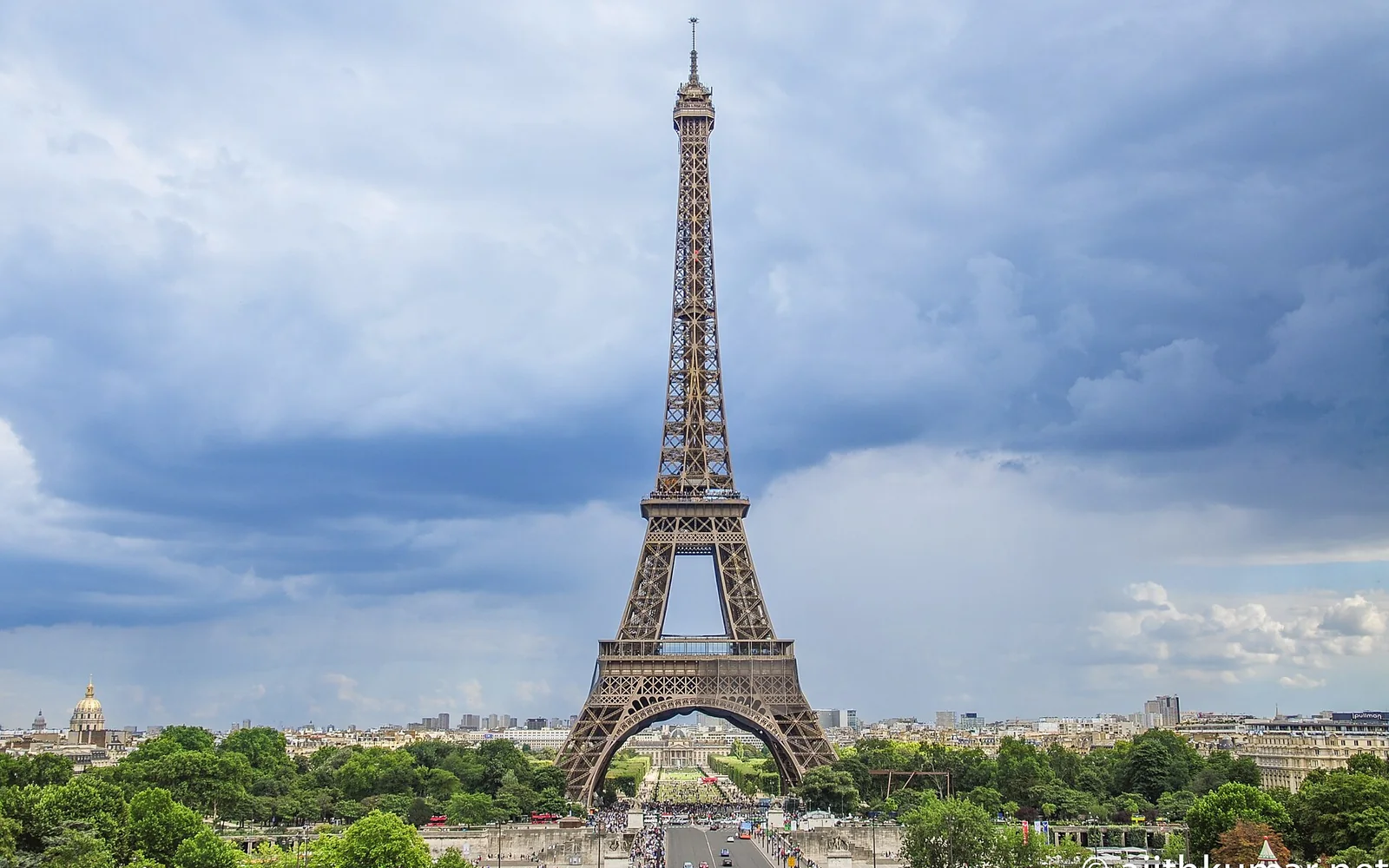 The Eiffel Tower seen from the Trocadéro in Paris
