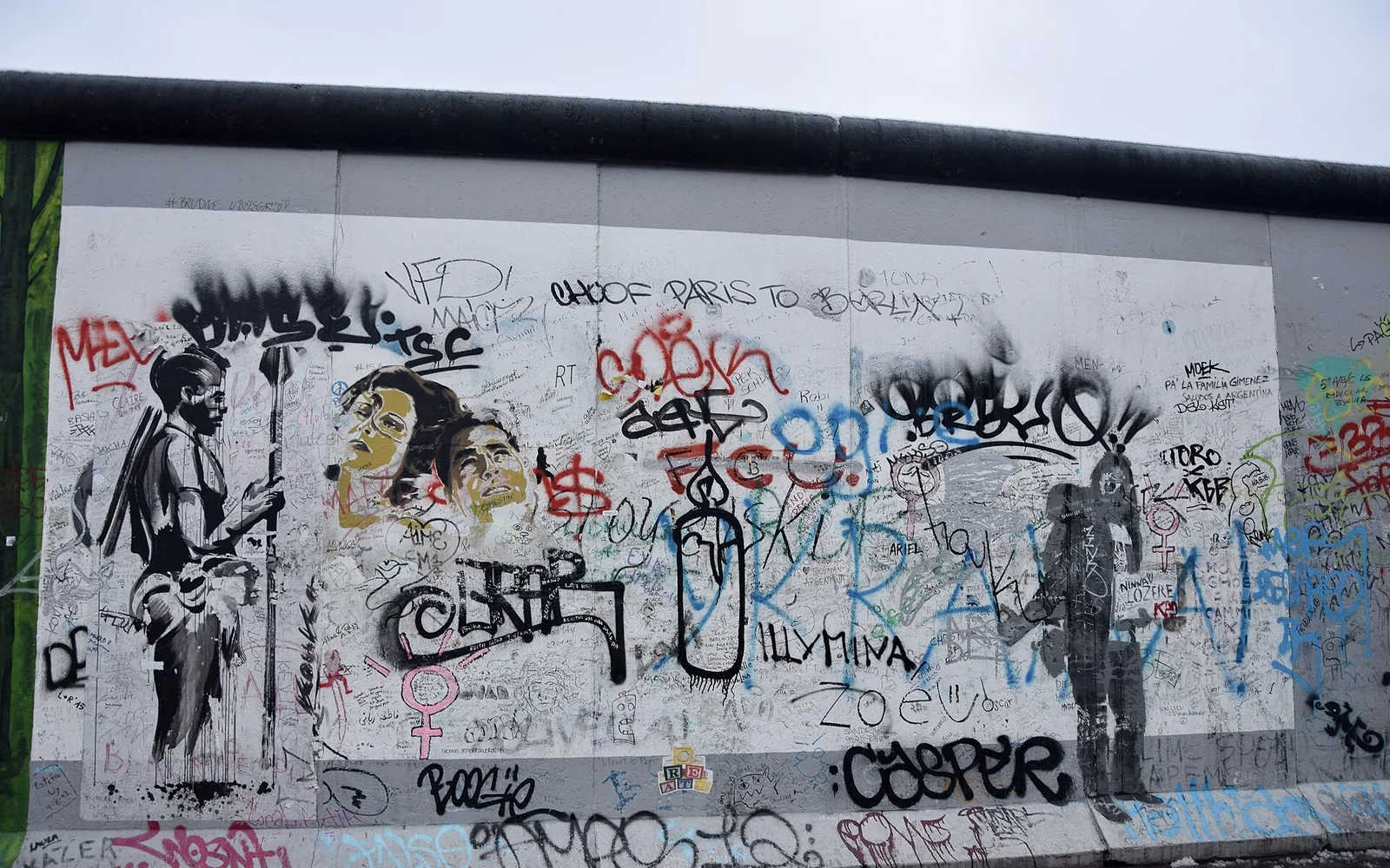 Murals along the East Side Gallery in Berlin