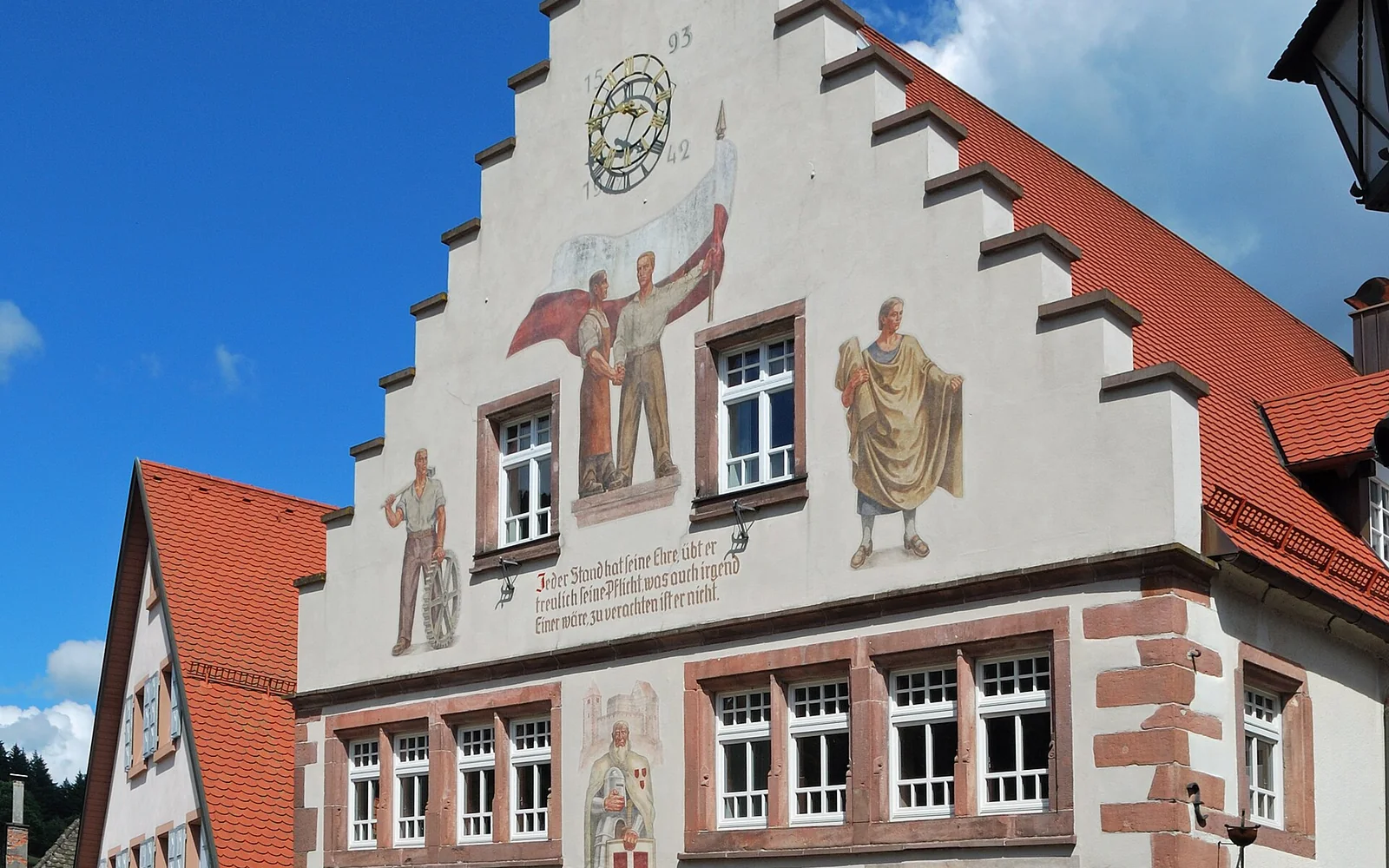 Schiltach's painted town hall in the Black Forest