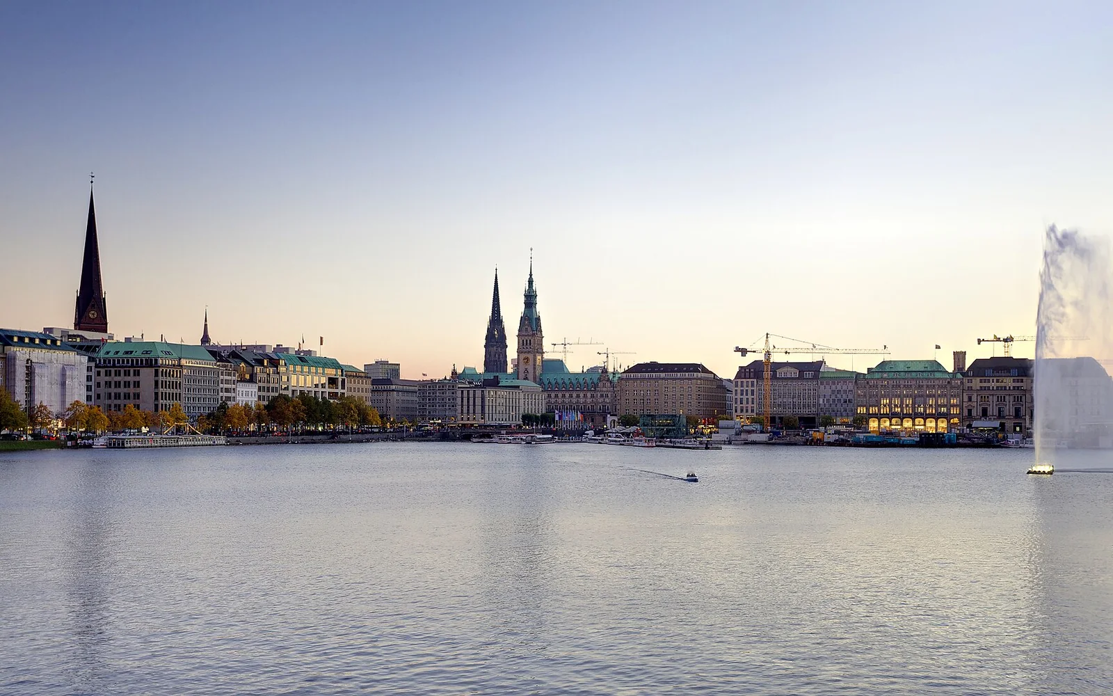 The Inner Alster and central Hamburg skyline