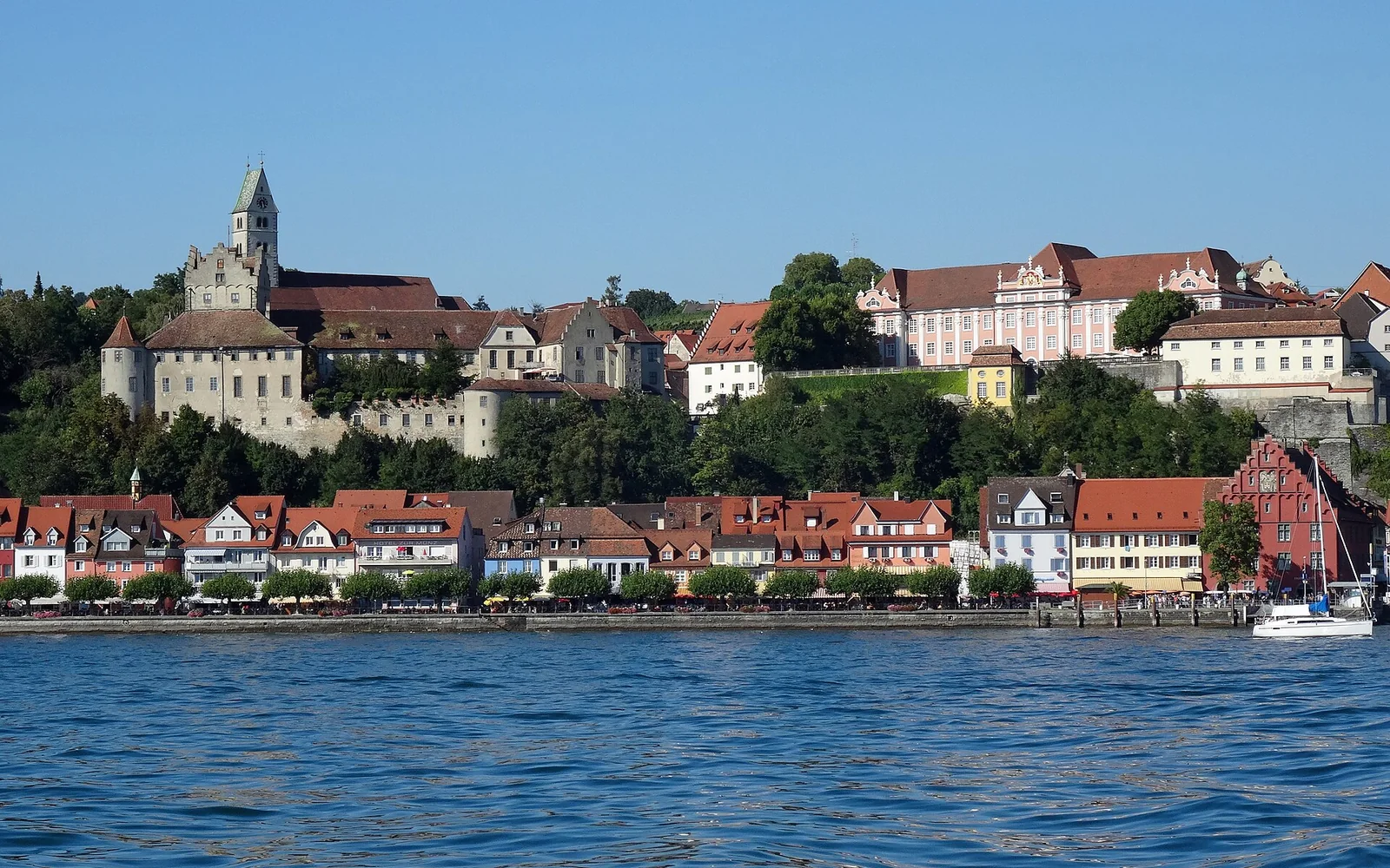 Meersburg's castles and old town seen from Lake Constance