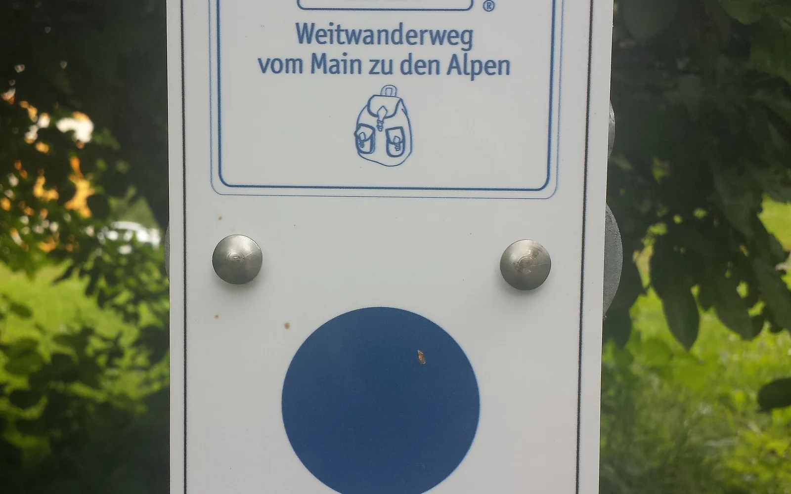 A walking-route sign for the Romantic Road near Bad Mergentheim