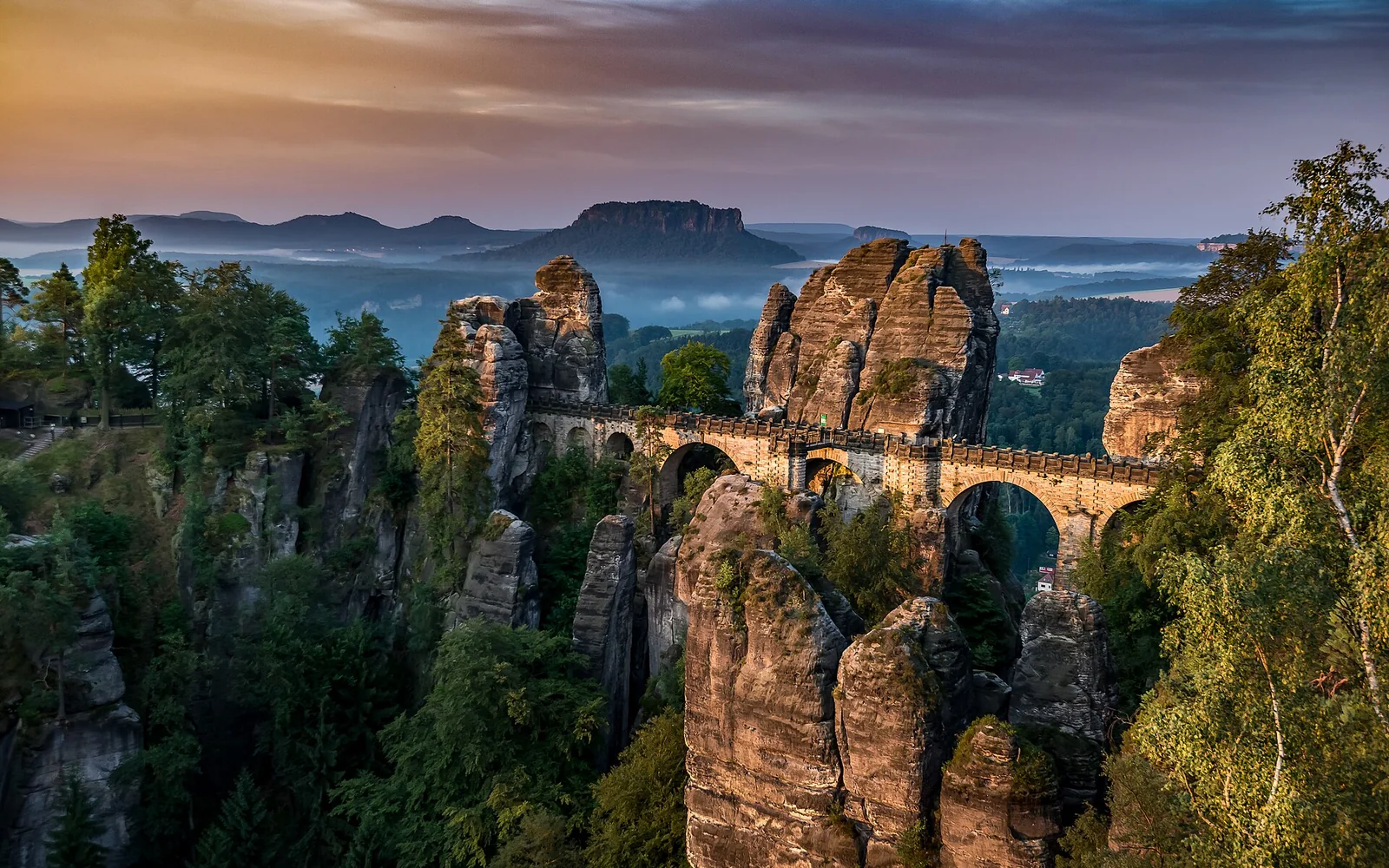 Bastei Bridge among the sandstone formations of Saxon Switzerland