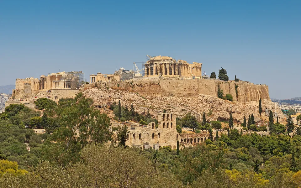 The Acropolis rising above Athens from Philopappos Hill