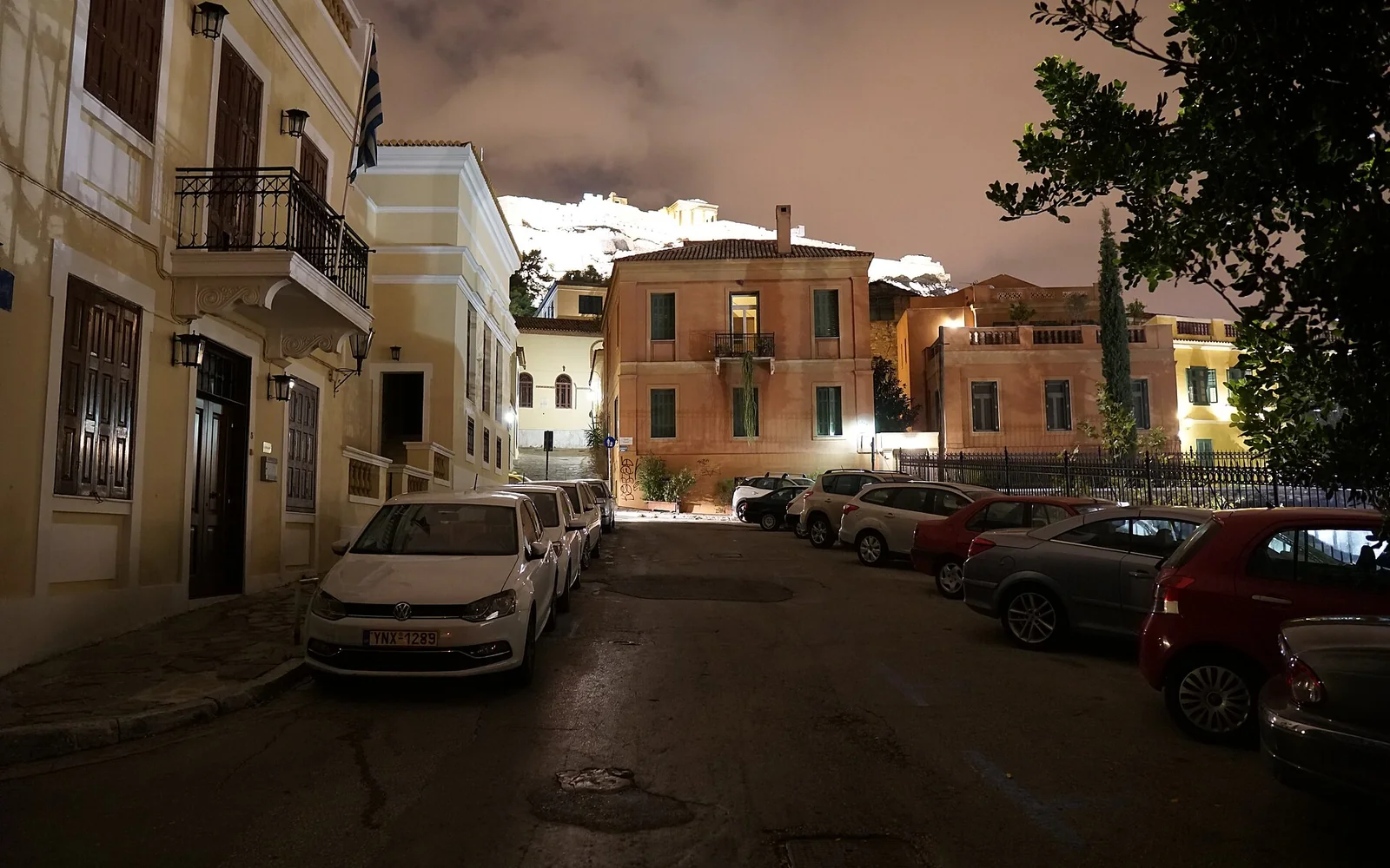 A street in the Plaka district below the Acropolis