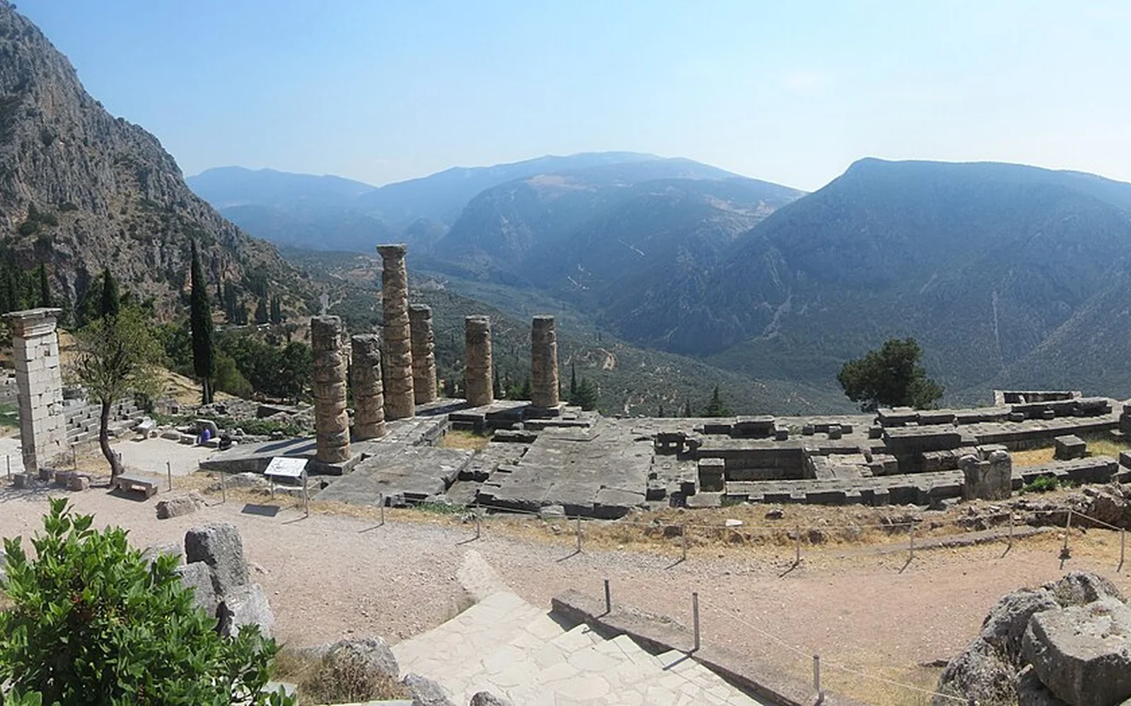 The Delphi archaeological site on the slopes of Mount Parnassus